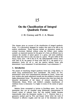 On the Classification of Integral Quadratic Forms