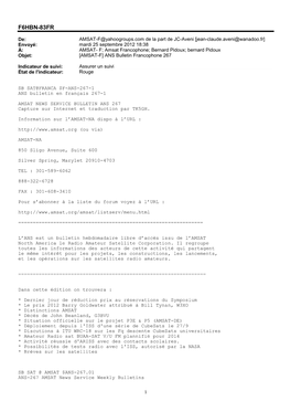 [AMSAT-F] ANS Bulletin Francophone 267