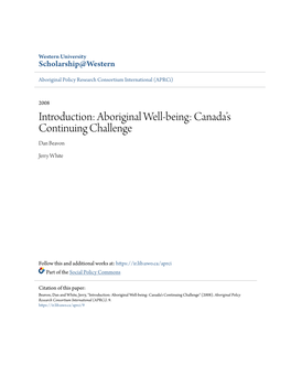 Aboriginal Well-Being: Canada's Continuing Challenge