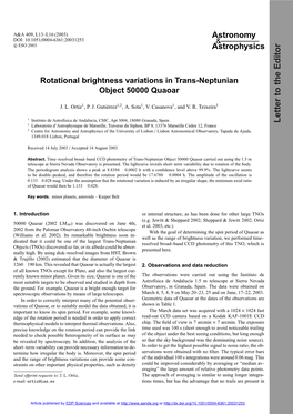 Rotational Brightness Variations in Trans-Neptunian Object 50000