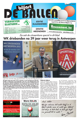 WK Driebanden Na 39 Jaar Weer Terug in Antwerpen