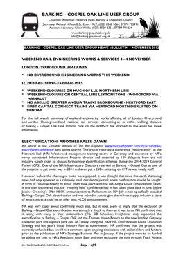 Barking – Gospel Oak Line User Group