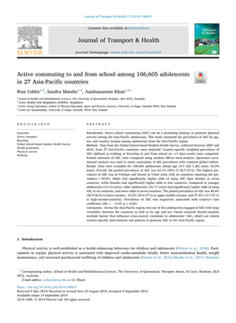 Active Commuting to and from School Among 106,605 Adolescents in 27 Asia-Pacific Countries