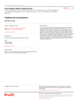 Children for Social Justice Jeff Mccrossin