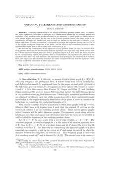 Encoding Fullerenes and Geodesic Domes∗