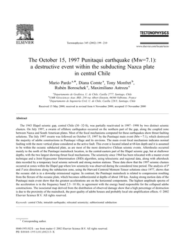 The October 15, 1997 Punitaqui Earthquake (Mw=7.1): a Destructive Event Within the Subducting Nazca Plate in Central Chile