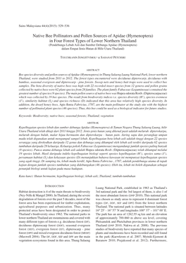 Native Bee Pollinators and Pollen Sources of Apidae (Hymenoptera)