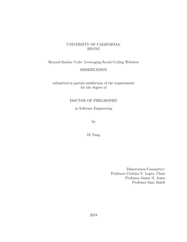 Leveraging Social Coding Websites DISSERTATION Submitted in Partial