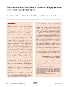 The Comorbidity of Headaches in Pediatric Epilepsy Patients: How Common and What Types?