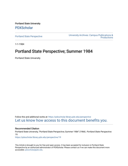 Portland State Perspective; Summer 1984