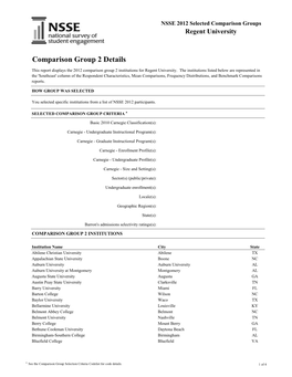 Comparison Group 2 Details