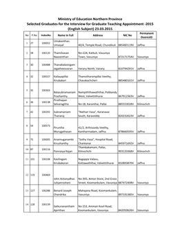 NP Graduates Interview List- English.Pdf