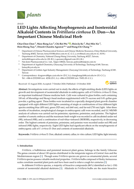 LED Lights Affecting Morphogenesis and Isosteroidal Alkaloid Contents