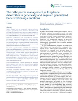 The Orthopaedic Management of Long Bone Deformities in Genetically and Acquired Generalized Bone Weakening Conditions