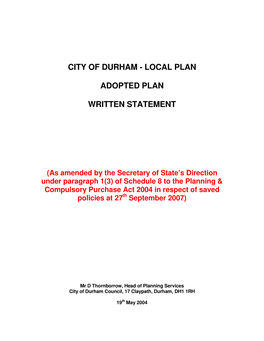 Durham City Local Plan