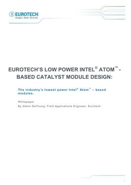 Eurotech's Low Power Intel Atom-Based Catalyst Module Design