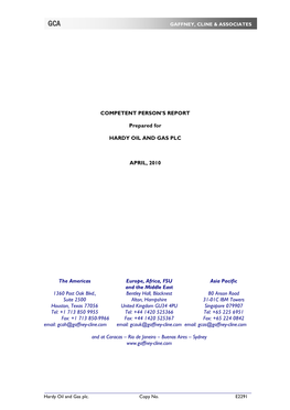 COMPETENT PERSON's REPORT Prepared for HARDY OIL and GAS