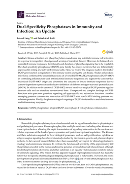 Dual-Specificity Phosphatases in Immunity and Infection