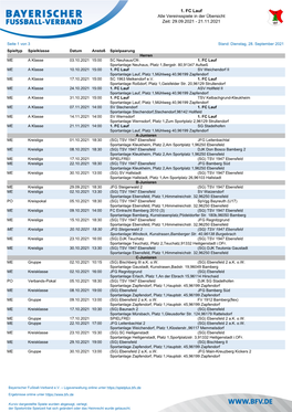 1. FC Lauf Alle Vereinsspiele in Der Übersicht Zeit: 04.09.2021