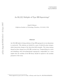 Arxiv:Hep-Th/9508143V5 10 Jun 1997 1 Okspotdi Atb H ..Dp.O Nryudrgrant Under Energy of Dept