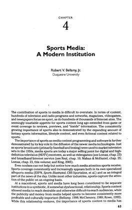 Sports Media: I a Modern Institution L!