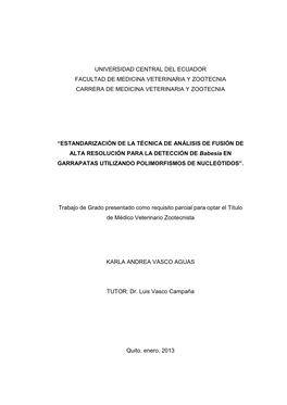 Universidad Central Del Ecuador Facultad De Medicina Veterinaria Y Zootecnia Carrera De Medicina Veterinaria Y Zootecnia