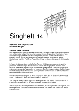 Werkhilfe Singheft 2014