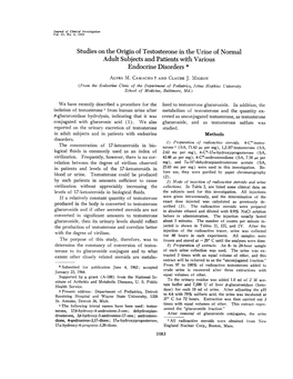 Adult Subjects and Patients with Various Endocrine Disorders *