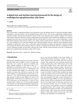 A Digital-Twin and Machine-Learning Framework for the Design of Multiobjective Agrophotovoltaic Solar Farms