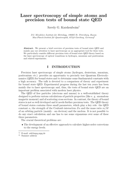 Laser Spectroscopy of Simple Atoms and Precision Tests of Bound State QED