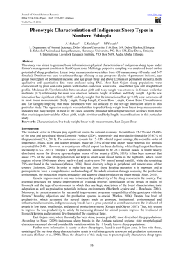 Phenotypic Characterization of Indigenous Sheep Types in Northern Ethiopia