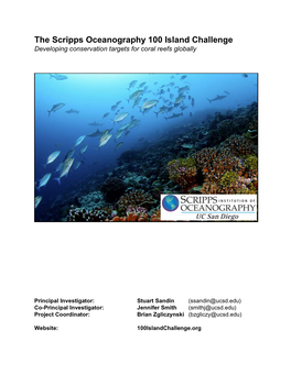 The Scripps Oceanography 100 Island Challenge Developing Conservation Targets for Coral Reefs Globally