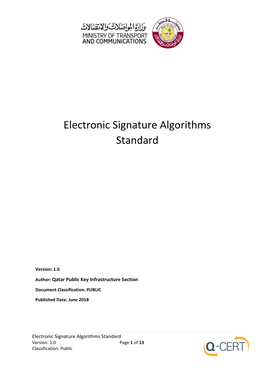 Electronic Signature Algorithms Standard