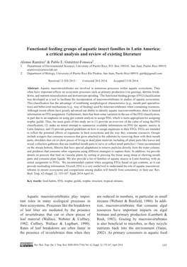 Functional Feeding Groups of Aquatic Insect Families in Latin America: a Critical Analysis and Review of Existing Literature