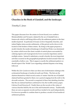 Churches in the Book of Llandaff, and the Landscape. Timothy E. Jones