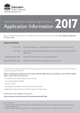 Application Information 2017
