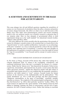 8. Scientism and Scientificity in the Rage for Accountability