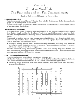 Christian Moral Life: the Beatitudes and the Ten Commandments