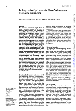 Pathogenesis of Gall Stones in Crohn's Disease