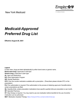 Medicaid-Approved Preferred Drug List