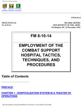 Employment of the Combat Support Hospital Tactics, Techniques, and Procedures