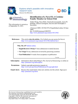 Family Member in Teleost Fish Identification of a Novel IL-1 Cytokine