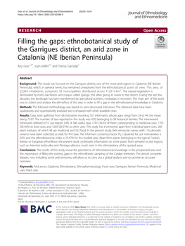 Ethnobotanical Study of the Garrigues District, an Arid Zone in Catalonia (NE Iberian Peninsula) Airy Gras1,2*, Joan Vallès2,3 and Teresa Garnatje1