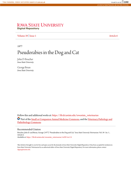 Pseudorabies in the Dog and Cat John D