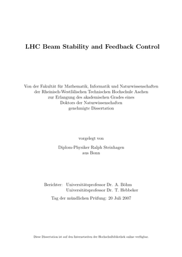 LHC Beam Stability and Feedback Control