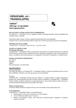 VERAPAMIL Hcl / TRANDOLAPRIL