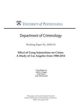 Effect of Gang Injunctions on Crime: a Study of Los Angeles from 1988-2014
