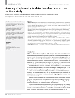 Accuracy of Spirometry for Detection of Asthma: a Cross-Sectional Study | ORIGINAL ARTICLE