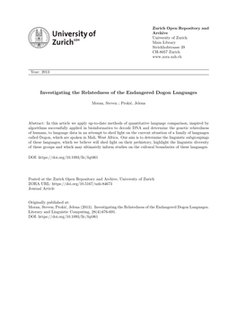 Investigating the Relatedness of the Endangered Dogon Languages