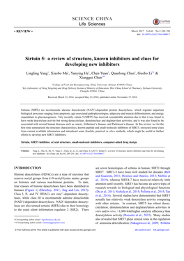Sirtuin 5: a Review of Structure, Known Inhibitors and Clues for Developing New Inhibitors